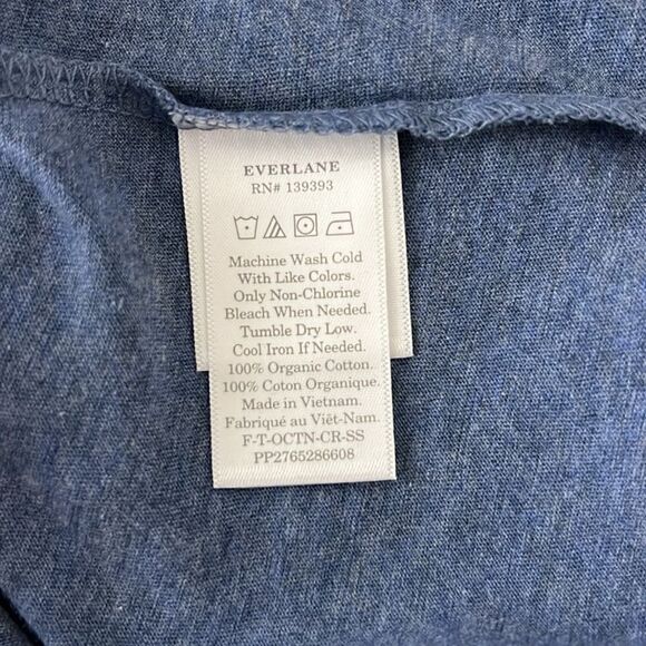 NWT Everlane The Organic Cotton Crew Tee in Heathered Blue Size XXS - Picture 9 of 11